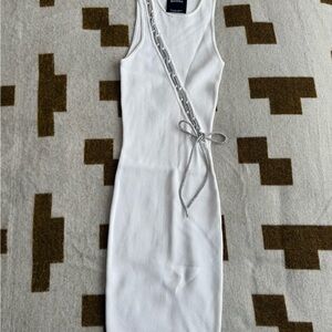 Bershka White Chain Detail Mini Dress